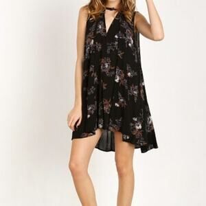 NWT Free People Snap Out Of It Sleeveless Tree Swing Tunic Dress in Black
